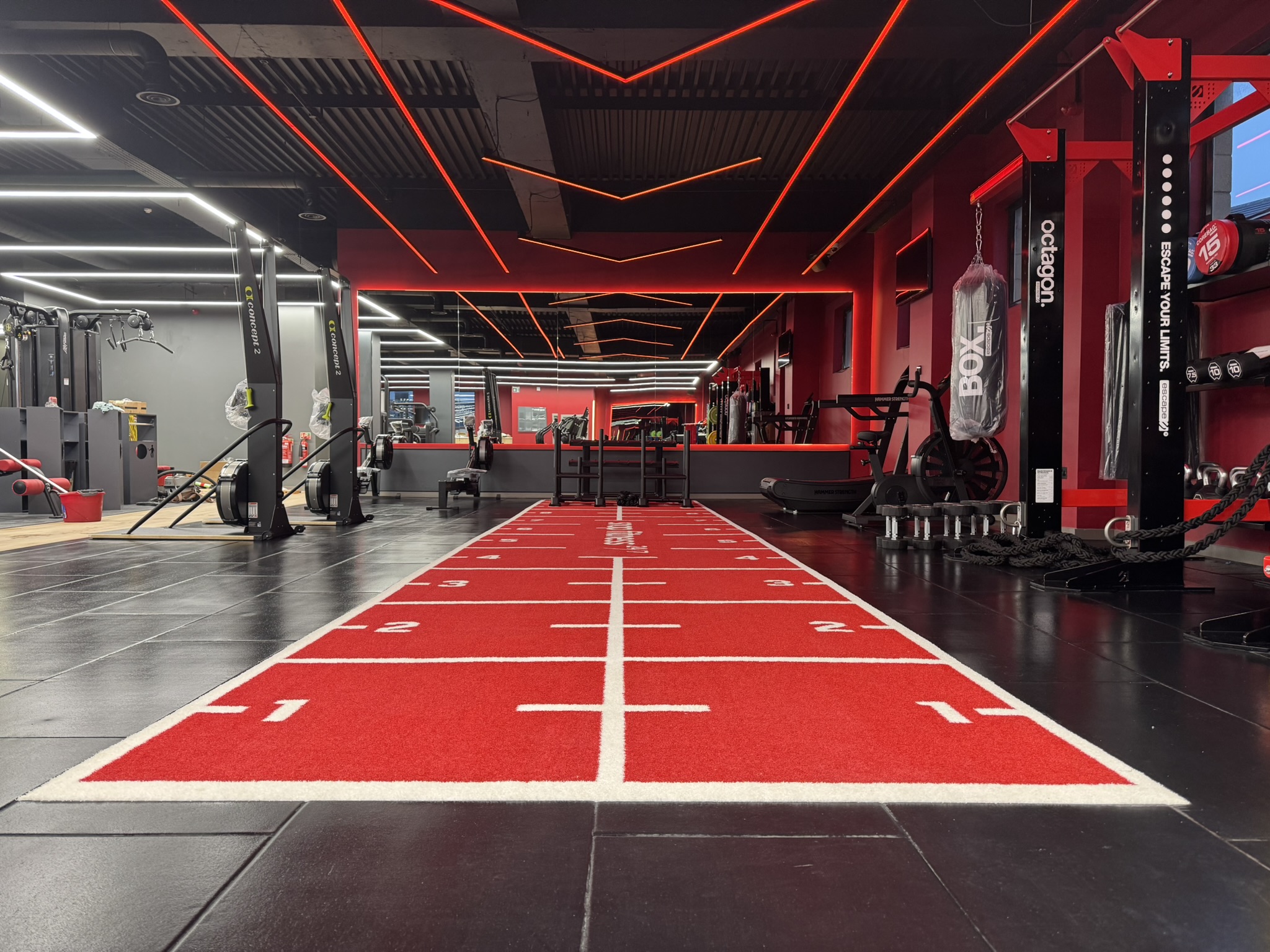 Completed gym fit-out with lighting and training track