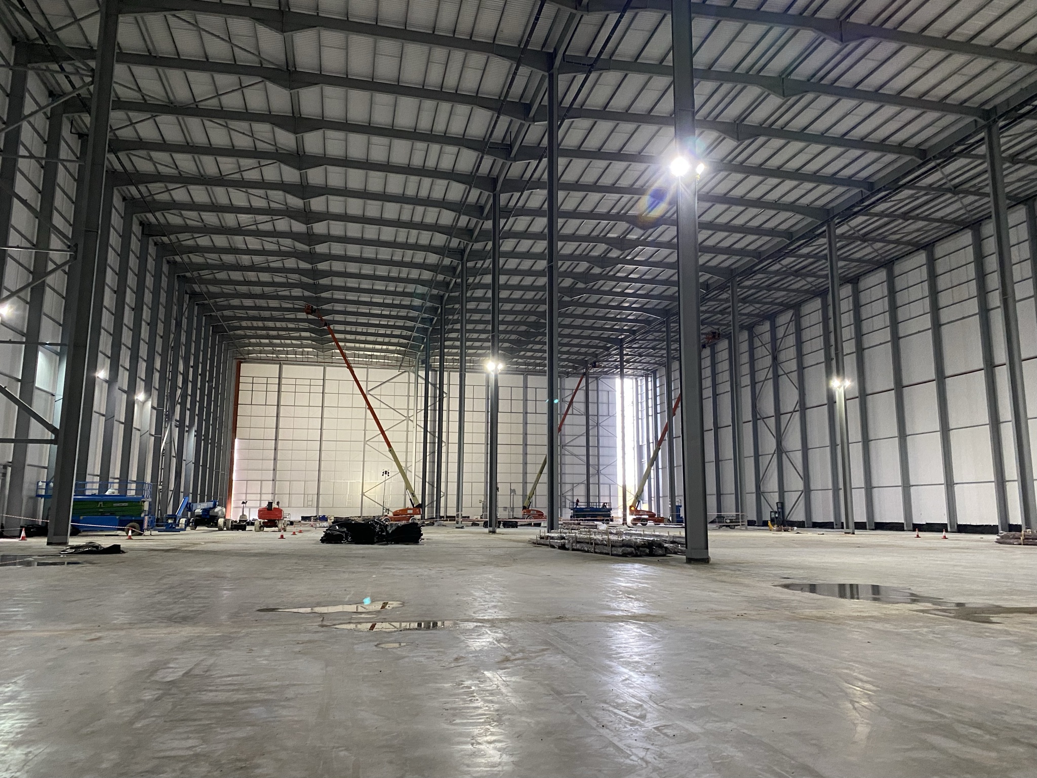 Commercial warehouse works with access equipment
